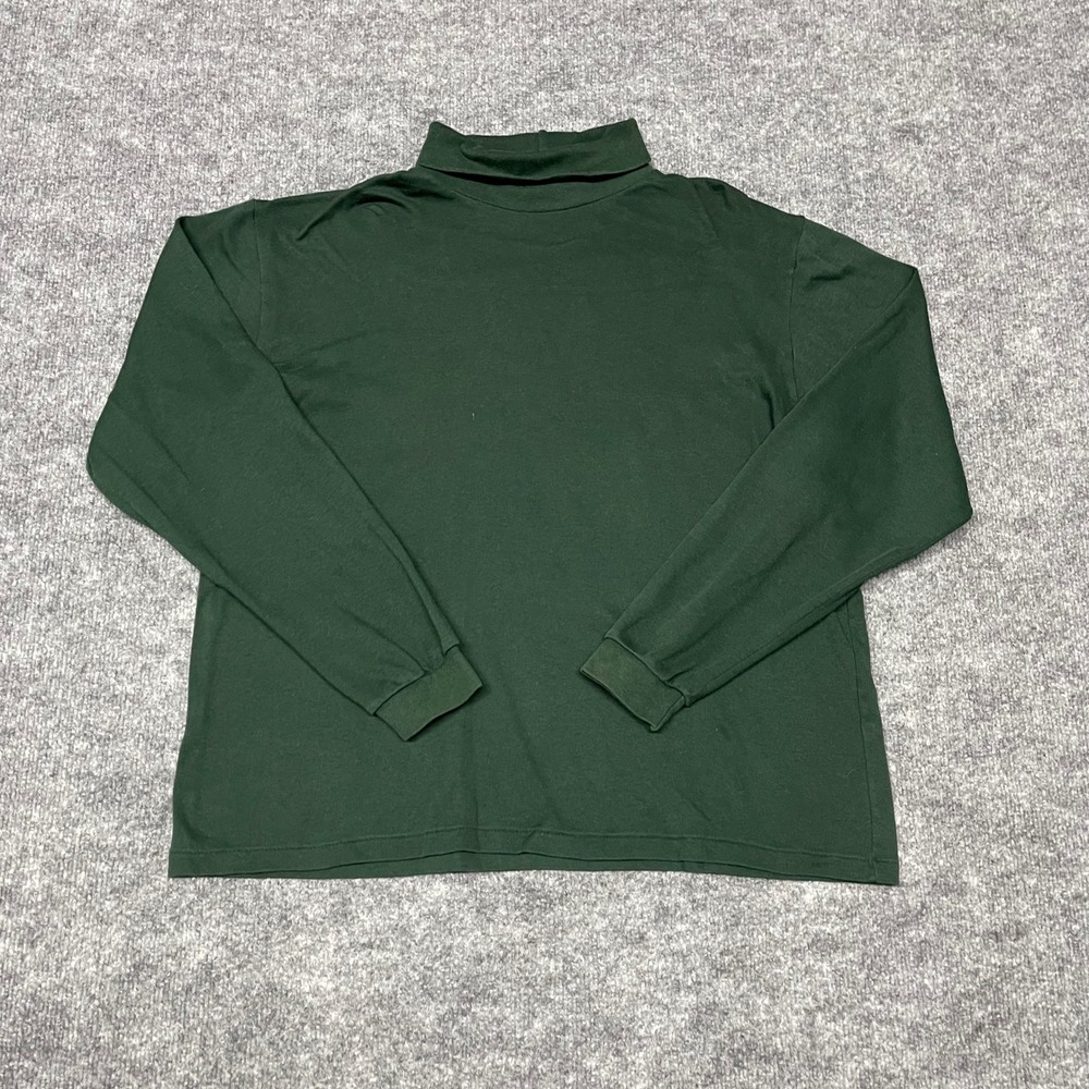 VTG L.L. Bean Sweatshirt Mens Large Forest Green Turtleneck Made in USA Hiking‎